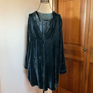CP Shades Teal Velvet Tunic Dress XS